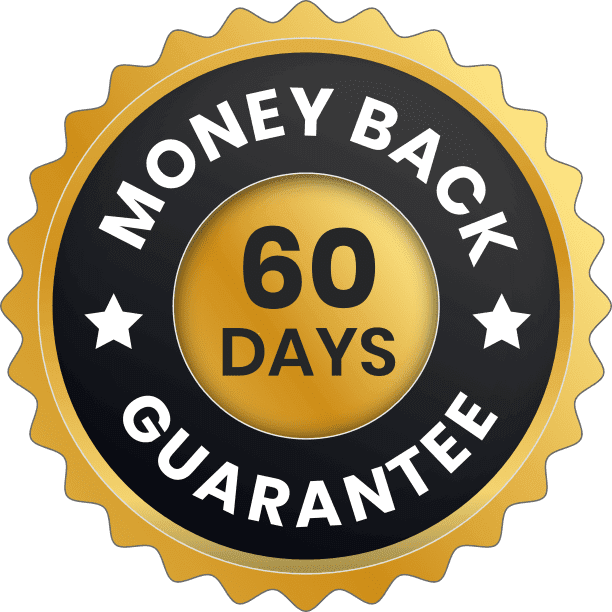 60-Day 100% Gold & Black Money Back Guarantee Badge